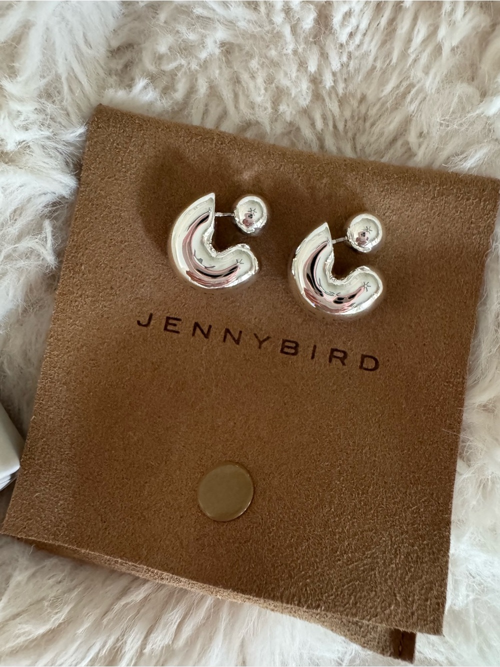Jenny Bird Polished Silver Curved Drop Stud Earrings